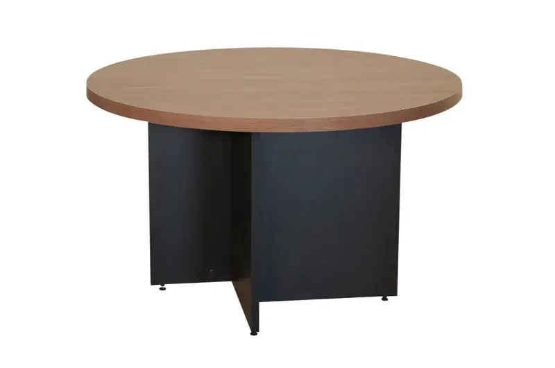 Mesa de reunião redonda com base em painel