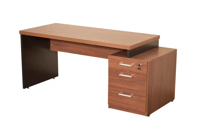 Mesa reta com gaveteiro acoplado
